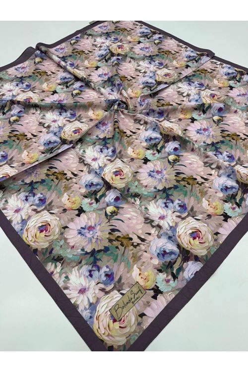 Şakayık Desen Bambu Kraş Eşarp  