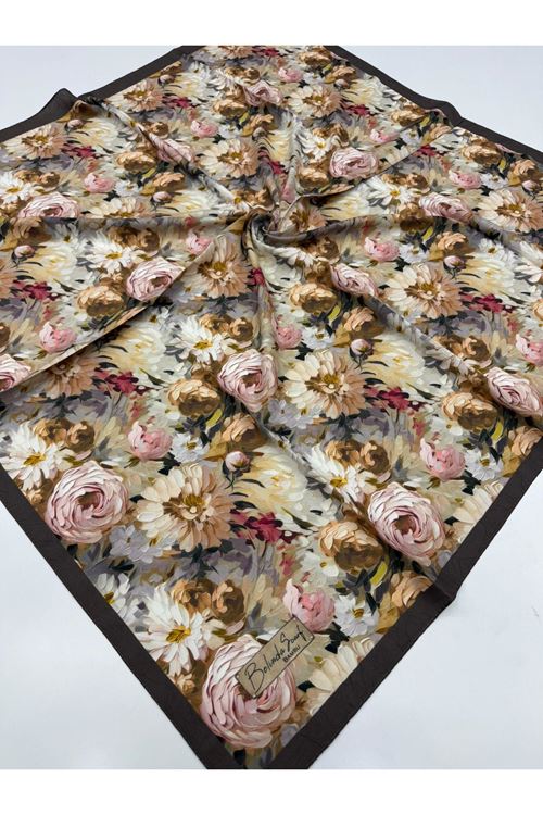 Şakayık Desen Bambu Kraş Eşarp  