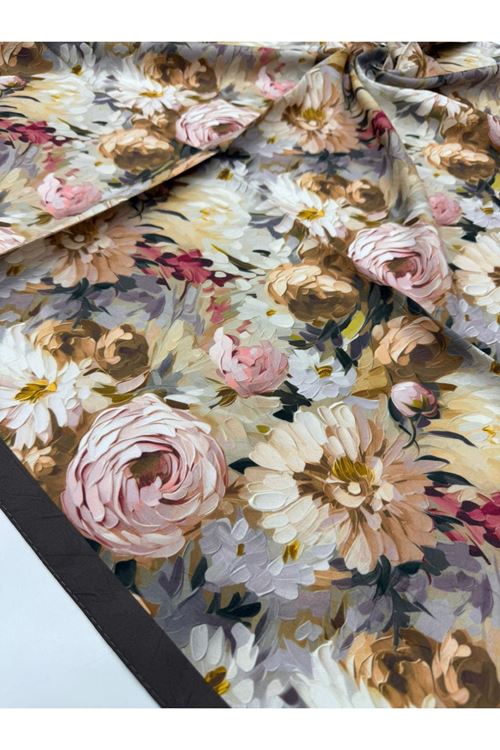 Şakayık Desen Bambu Kraş Eşarp  