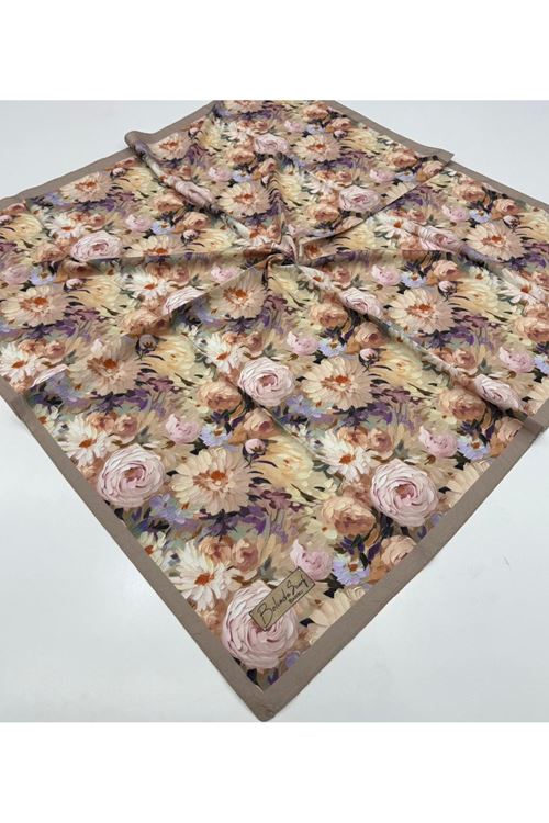 Şakayık Desen Bambu Kraş Eşarp   