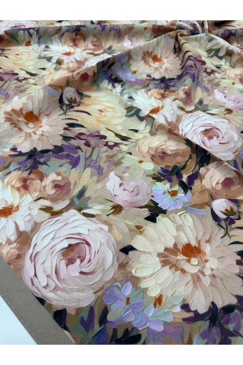 Şakayık Desen Bambu Kraş Eşarp   