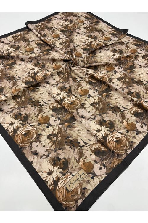 Şakayık Desen Bambu Kraş Eşarp    