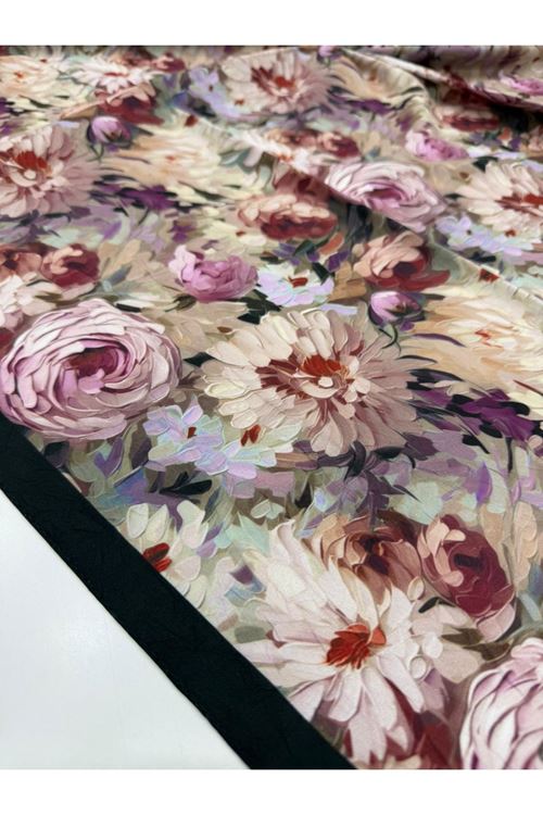 Şakayık Desen Bambu Kraş Eşarp   