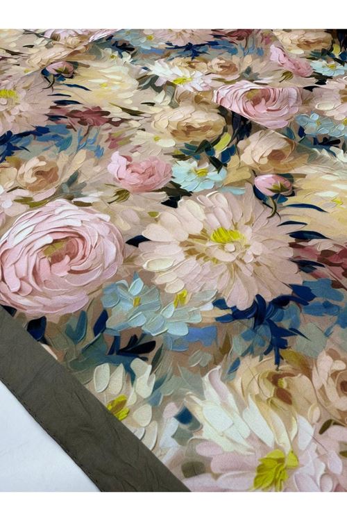 Şakayık Desen Bambu Kraş Eşarp  