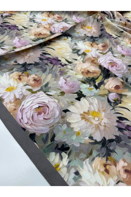 Şakayık Desen Bambu Kraş Eşarp   