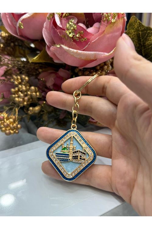 Sedefli Kare Desen Anahtarlık (Turkuaz) 