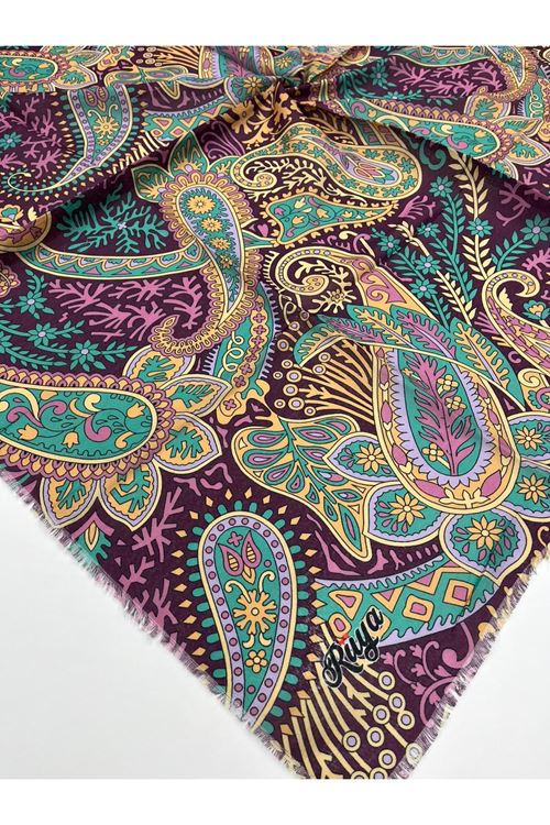 Rüya Koton Eşarp Etnik Liva Desen  