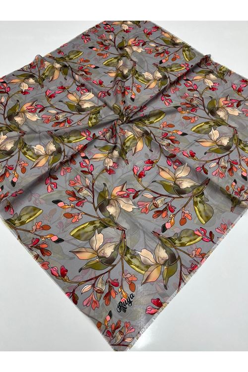 Rüya Koton Eşarp Manolya Çiçeği Modeli   