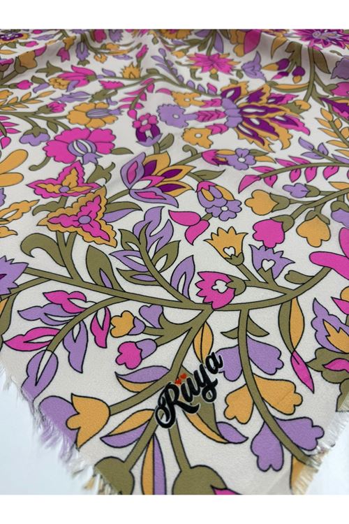 Rüya Koton Eşarp Pembe Çiçek Modeli  