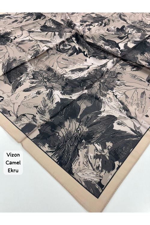 Rose Desen Soft Eşarp (Vizon Camel Kahve)