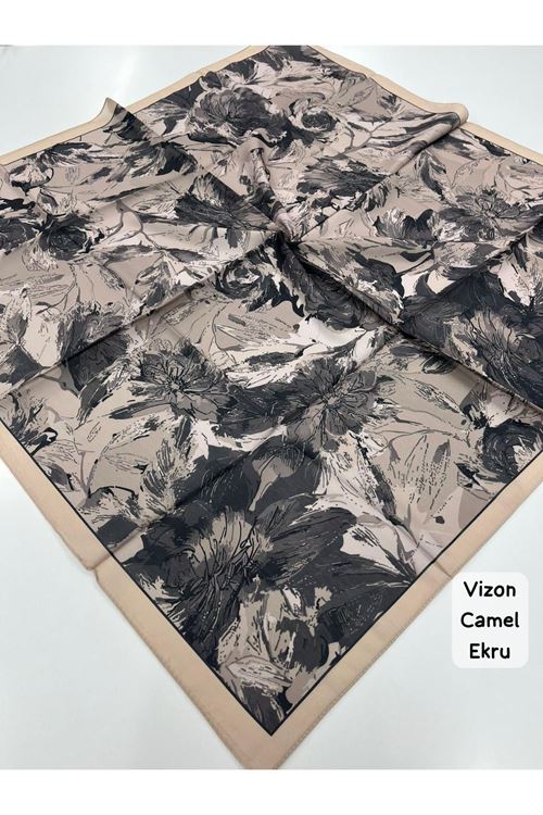 Rose Desen Soft Eşarp (Vizon Camel Kahve)
