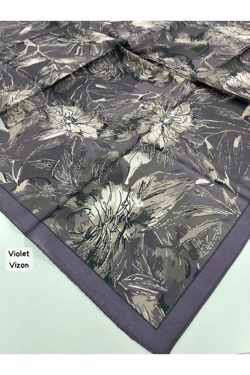 Rose Desen Soft Eşarp (Violet Vizon)
