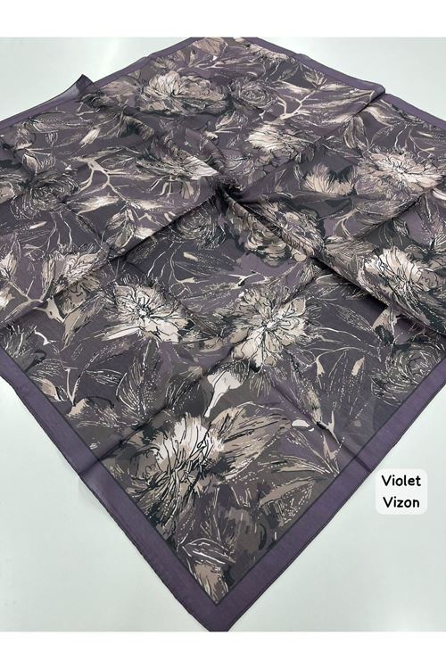 Rose Desen Soft Eşarp (Violet Vizon)