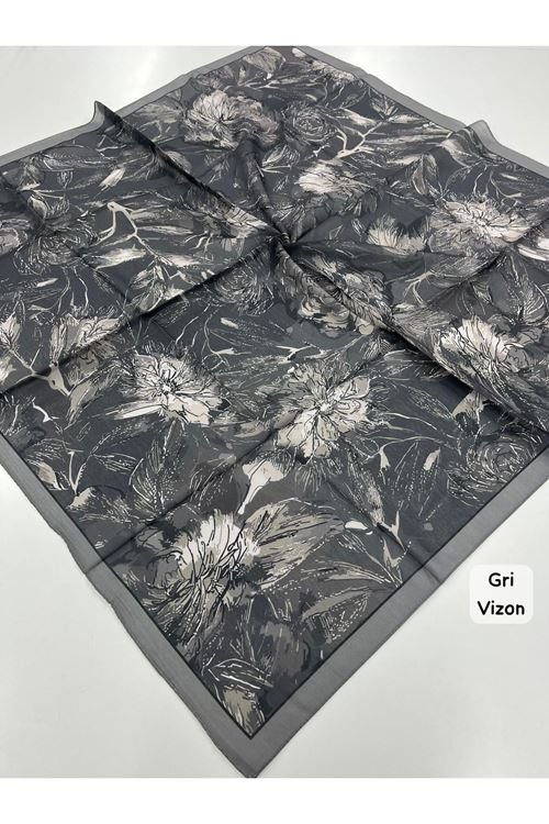 Rose Desen Soft Eşarp (Gri Vizon)