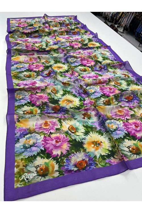 Şakayık Desen Rüya Organik Şal   