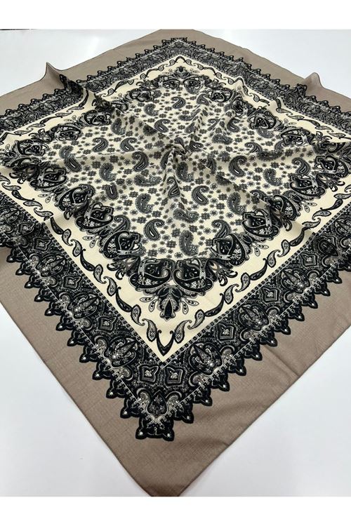 Çini Etnik Desen Naturel Eşarp   