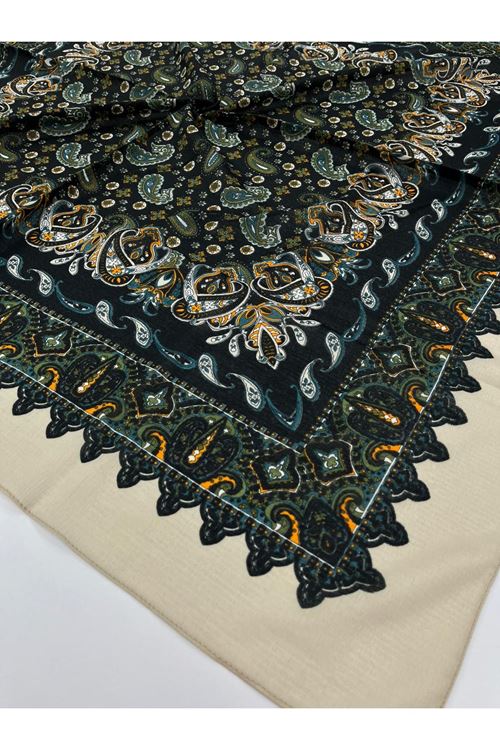 Çini Etnik Desen Naturel Eşarp 