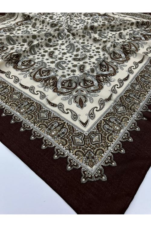 Çini Etnik Desen Naturel Eşarp  