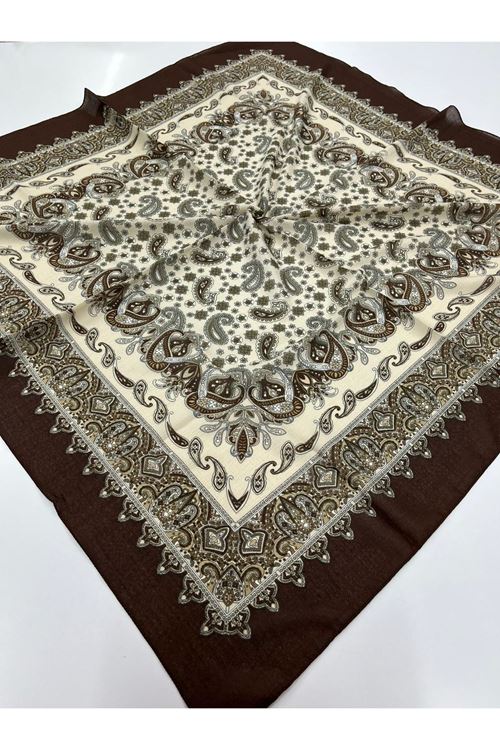 Çini Etnik Desen Naturel Eşarp  