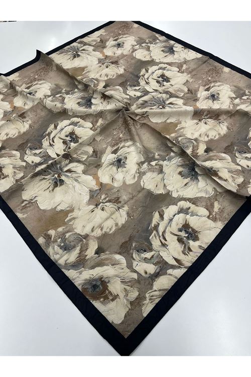 Gül Desen Bambu Kraş Eşarp   