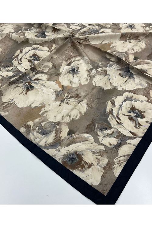 Gül Desen Bambu Kraş Eşarp   