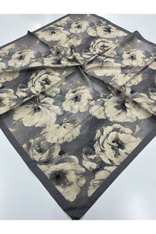 Gül Desen Bambu Kraş Eşarp  