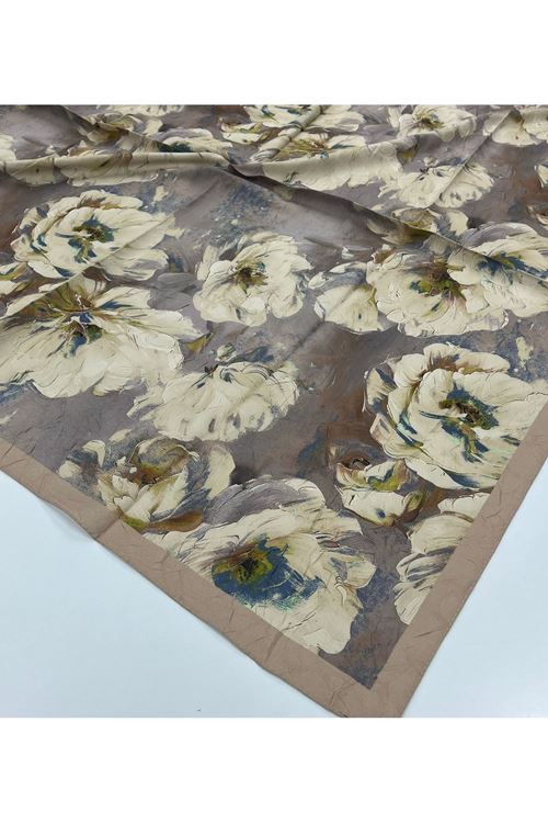 Gül Desen Bambu Kraş Eşarp  