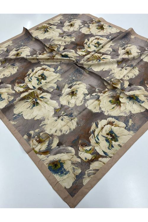 Gül Desen Bambu Kraş Eşarp  