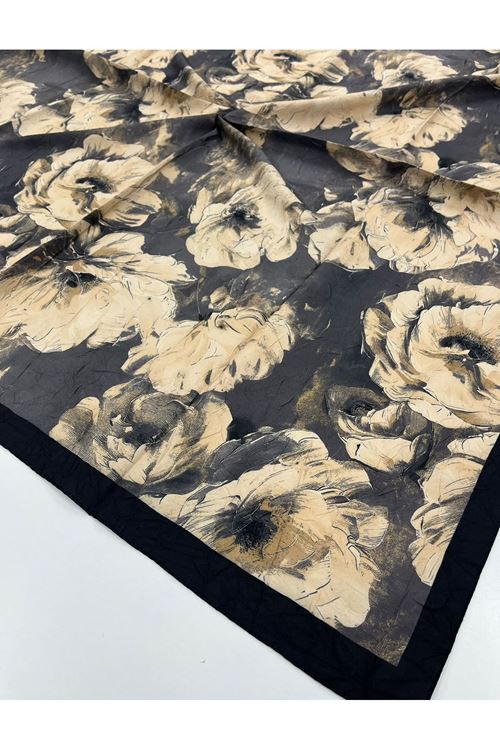 Gül Desen Bambu Kraş Eşarp 