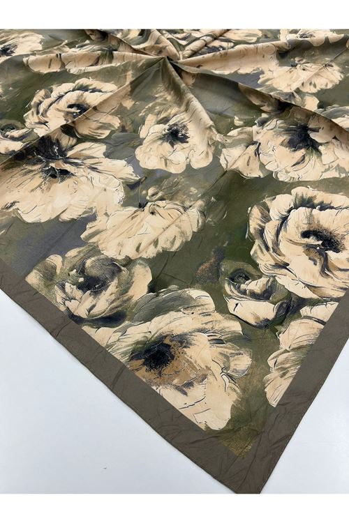 Gül Desen Bambu Kraş Eşarp  