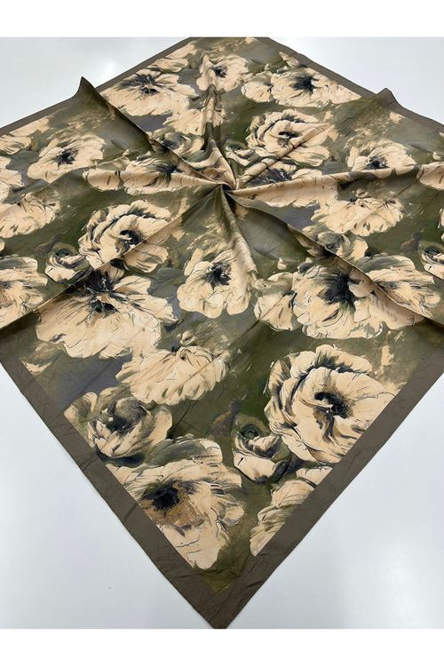 Gül Desen Bambu Kraş Eşarp  