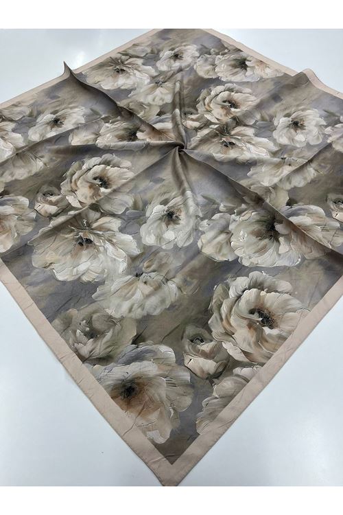 Gül Desen Bambu Kraş Eşarp   