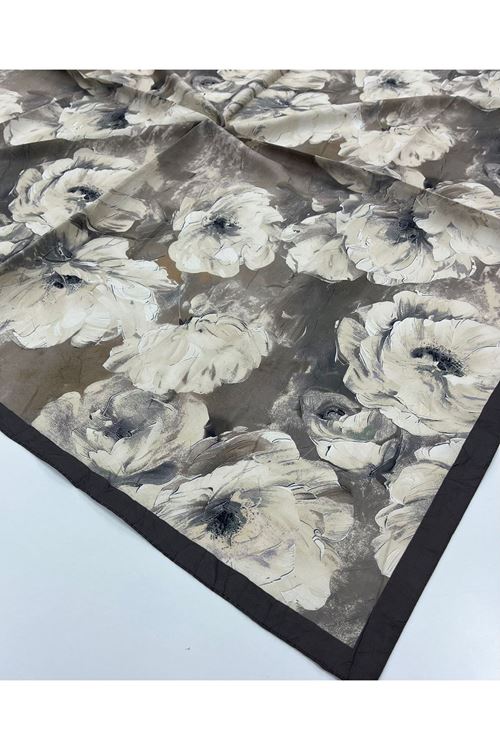 Gül Desen Bambu Kraş Eşarp    