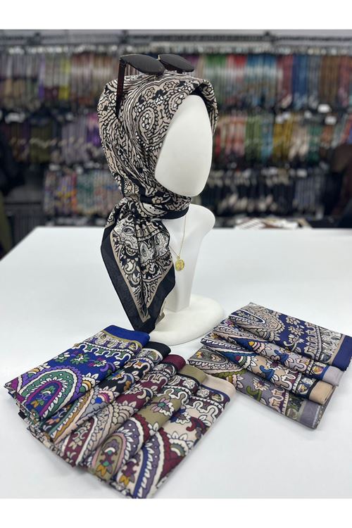 Etnik Desen Bambu Kraş Eşarp  