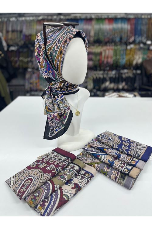 Etnik Desen Bambu Kraş Eşarp 