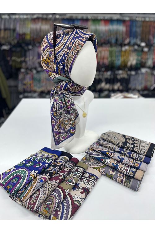 Etnik Desen Bambu Kraş Eşarp