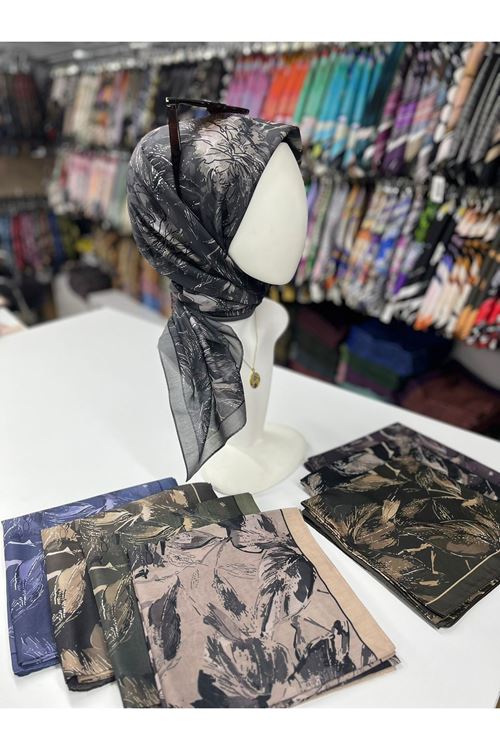 Rose Desen Soft Eşarp (Gri Vizon)