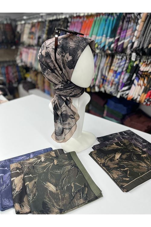 Rose Desen Soft Eşarp (Vizon Camel Kahve)