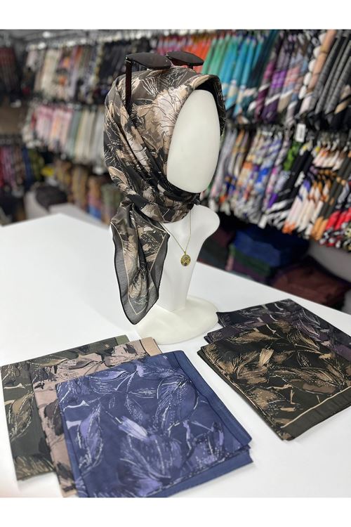 Rose Desen Soft Eşarp (Kahve Camel) 