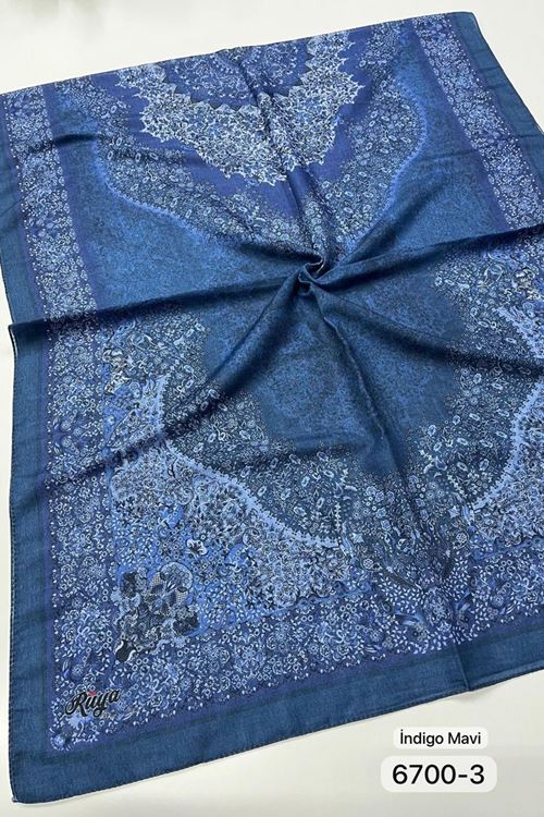 Rüya Organik Şal Kod:6700-3 (İndigo Mavi)