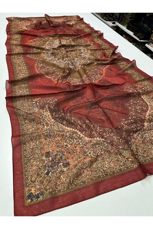 Rüya Organik Şal Kod:6700-5 (Bordo)