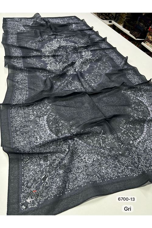 Rüya Organik Şal Kod:6700-13 (Gri) 