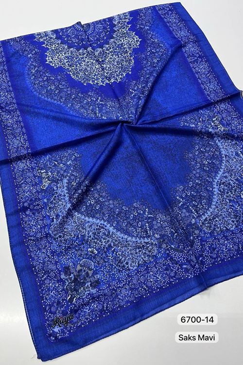 Rüya Fresh Koton Şal Kod:6700-14 (Saks Mavi) 