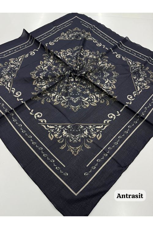 Şehrazat Desen Naturel Eşarp (Antrasit)  