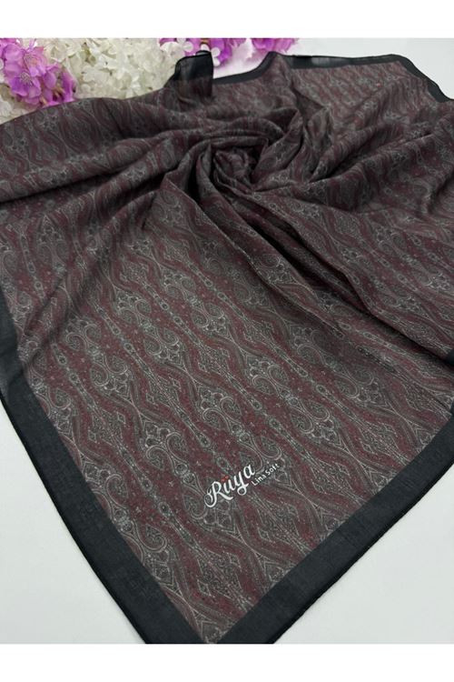 Rüya Lina Minimal Desen Soft Eşarp (Bordo/Siyah) 