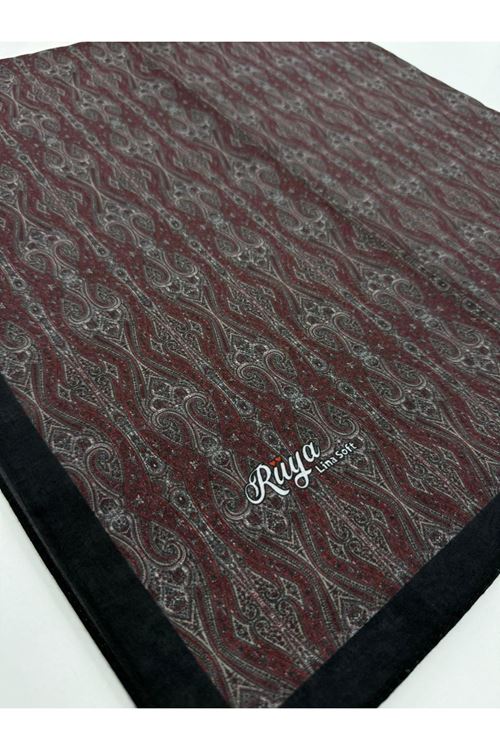 Rüya Lina Minimal Desen Soft Eşarp (Bordo/Siyah) 