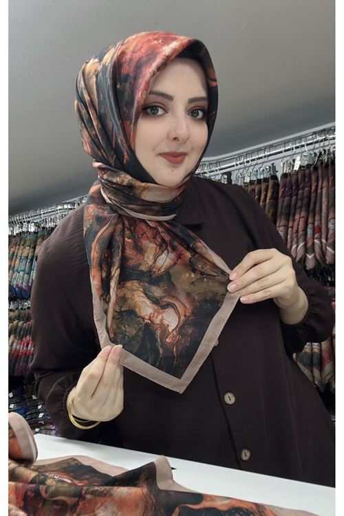 Rüya Lina Alsu Desen Soft Eşarp Kod: 3570 - V04