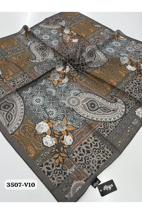 Rüya Lina Güllü Desen Soft Eşarp Kod: 3507 - V10