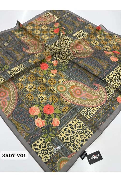 Rüya Lina Güllü Desen Soft Eşarp Kod: 3507 - V01