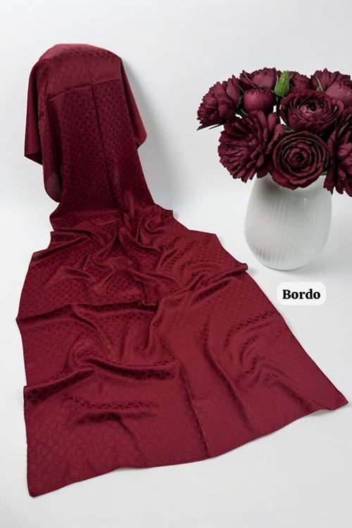 Bloom Desen Jakar Şal Bordo